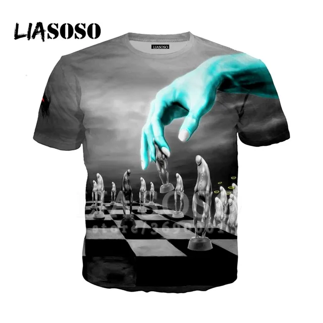 LIASOSO Hot Chess Board Games 3D Print Women T-shirts Men's T-shirt Harajuku Casual Oversized Fashion Clothes Streetwear | Мужская