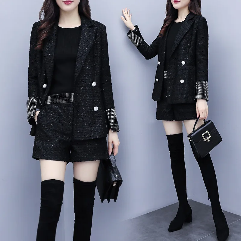 

2019 Autumn And Winter New Style Graceful Two-Piece Set Debutante Tweed Suit Jacket Slimming Elegant Shorts WOMEN'S Suit