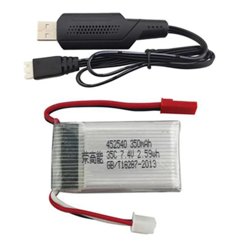 7,4 В 350 мАч литиевая батарея Usb зарядный кабель для Mjx X401H X402 четырехосевой летательный аппарат аксессуары Пульт дистанционного управления Дрон батарея