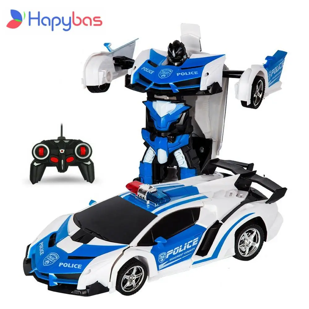 Robot de transformación en coche de radiocontrol para niños, Juguete de robot transformable en vehículo de control remoto, regalo para niños
