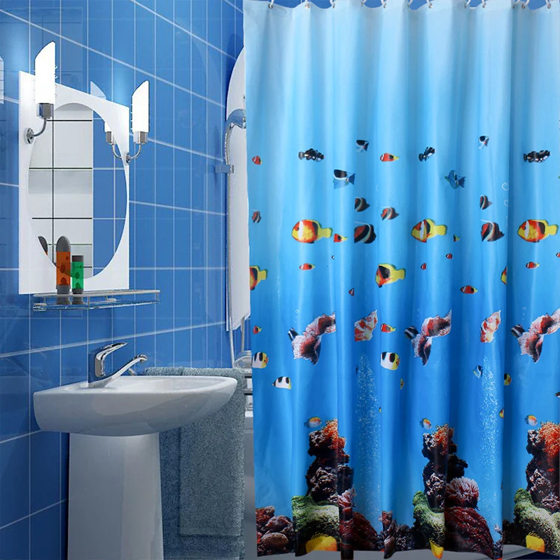 Peva синий океан Тропические рыбы пляж 3d Горячие с пластиковыми крючками Водонепроницаемый Ванная комната для ванной шторы подарок