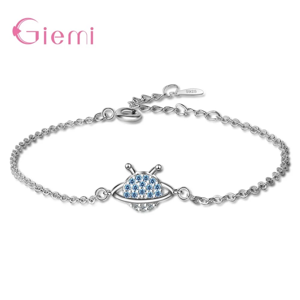 

Simple Personality 925 Sterling Silver Rhinestome Planet Bracelet Bangle for Wome Girl Party Gift Jewelry Wedding Anniversary