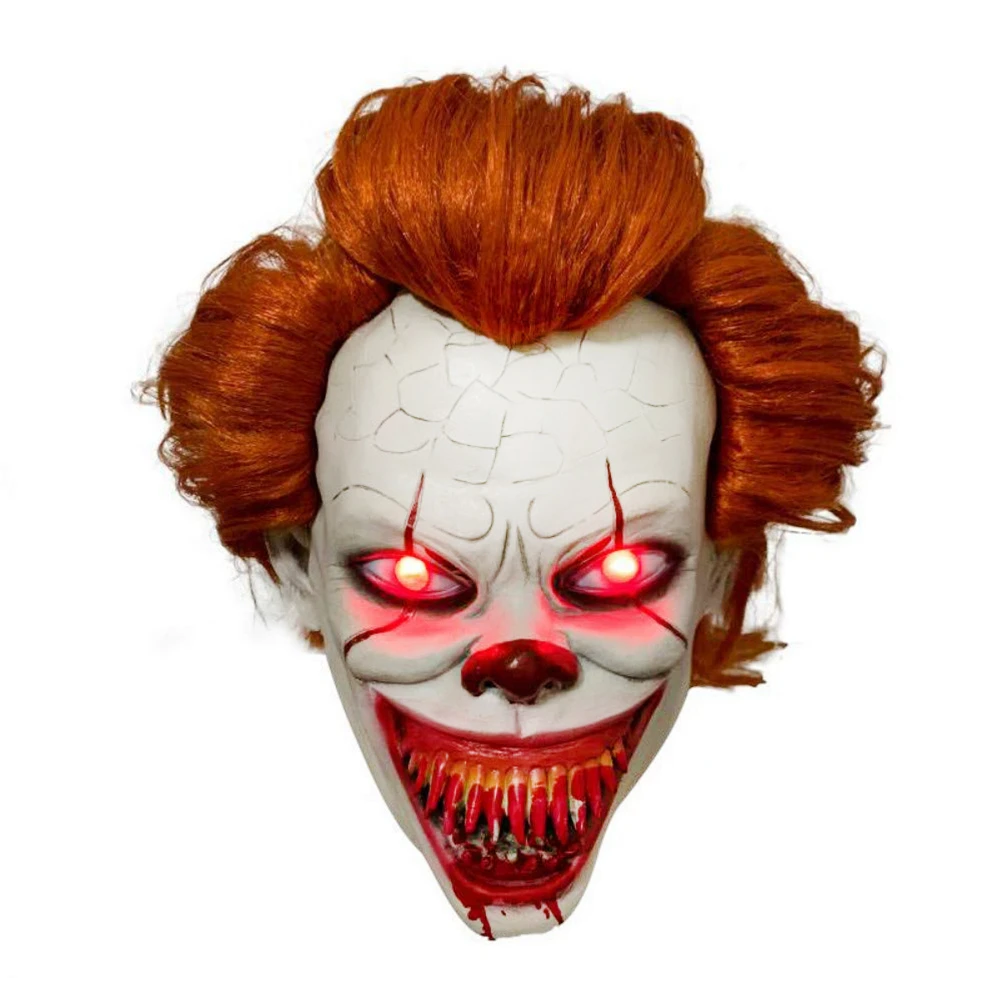 面白いおもちゃハロウィーンピエロマスクledライトラテックスピエロ怖いマスクハロウィンコスプレ楽しいノベルティ ジョーク グッズ Aliexpress