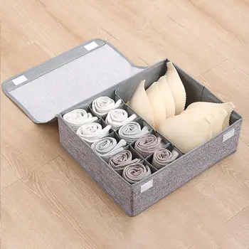 

Clothes Storage Box Foldable Bar Sock Tie Storage Box 11 Grid 2-in-1 Storage Box Closet Organizer Washable Underwear Organizer
