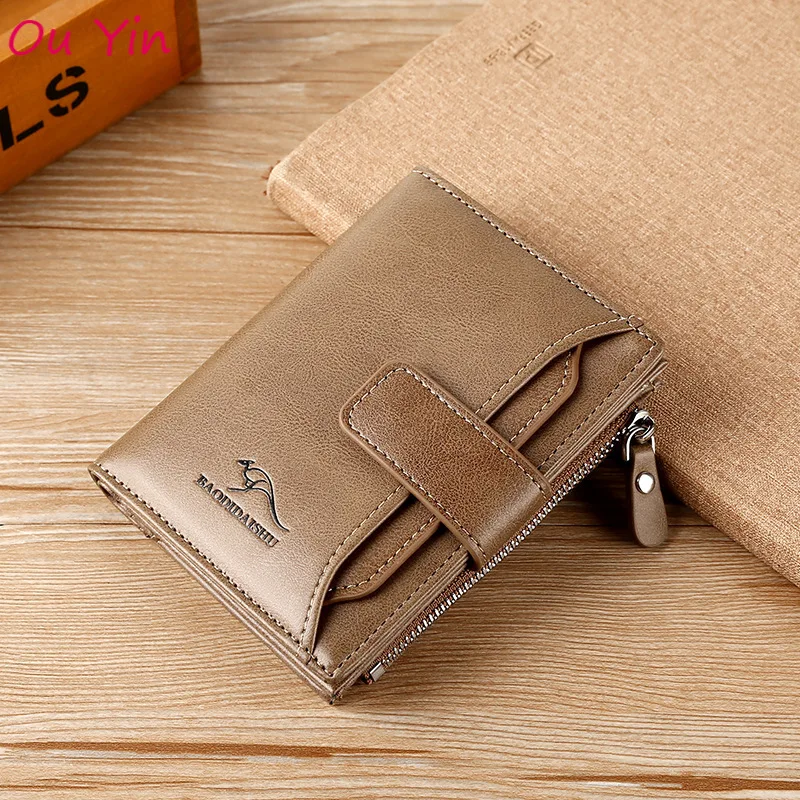 Мужской кожаный кошелек бумажник кенгуру короткий мужской Женский