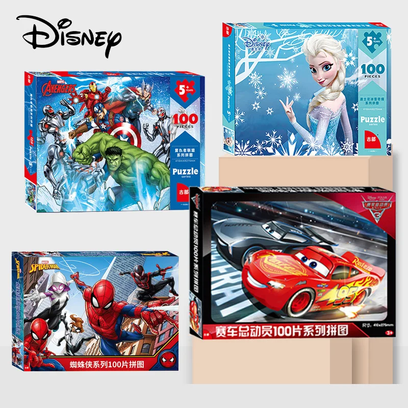 Disney Cartoon Children Gifts New Princess 100 Piece Puzzle Marvel Spiderman Frozen Educational Toys | Игрушки и хобби