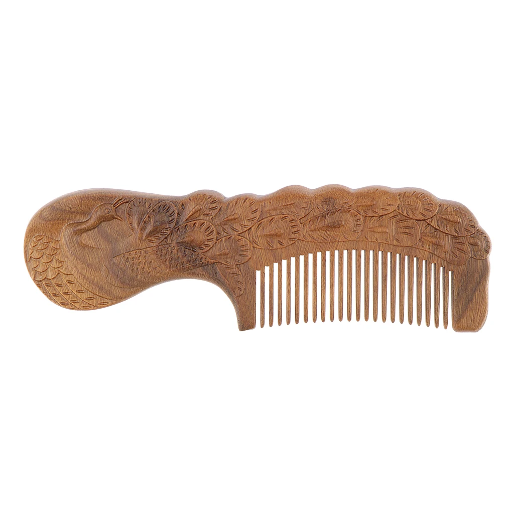 Massage Detangle Comb Handmade Carving Natural Wooden Anti-static Hair Combs
