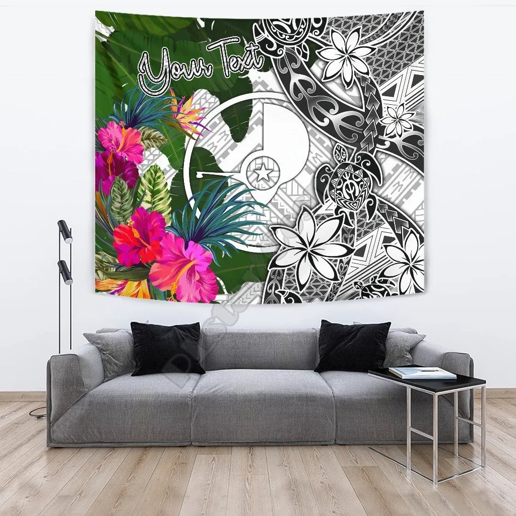 Yap Custom Personalised Tapestry White Turtle Plumeria Banana Leaf 3D Printed Tapestrying Rectangular Home Decor Wall Hanging | Дом и сад