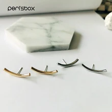 Peri'sBox тонкие изогнутая перекладина геометрические серьги для женщин гладкие маленькие твердые золотые серьги-гвоздики Новинка