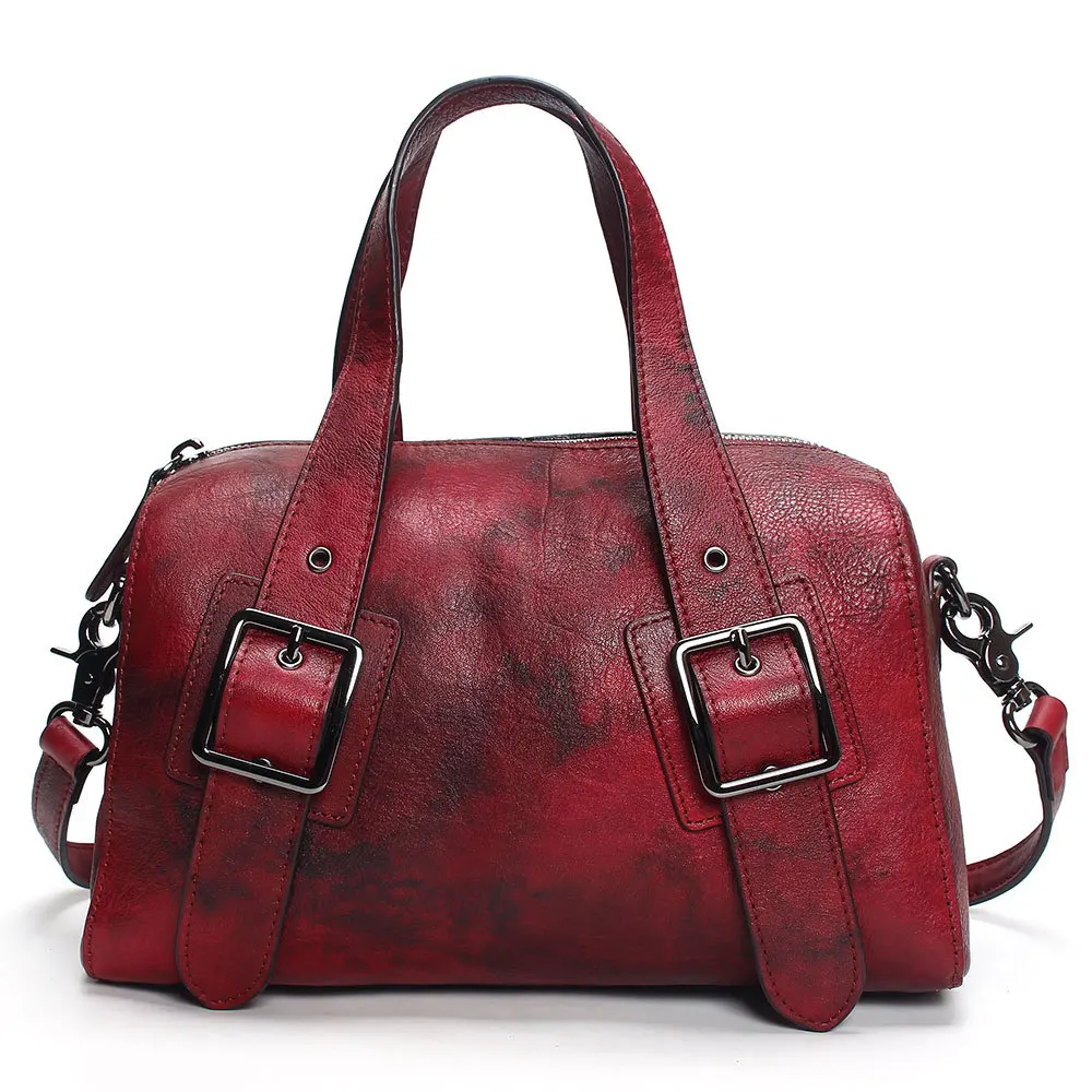 

Origional Design Retro WOMEN'S Leather Handbag Cowhide Handheld Brush Color Shoulder Bag