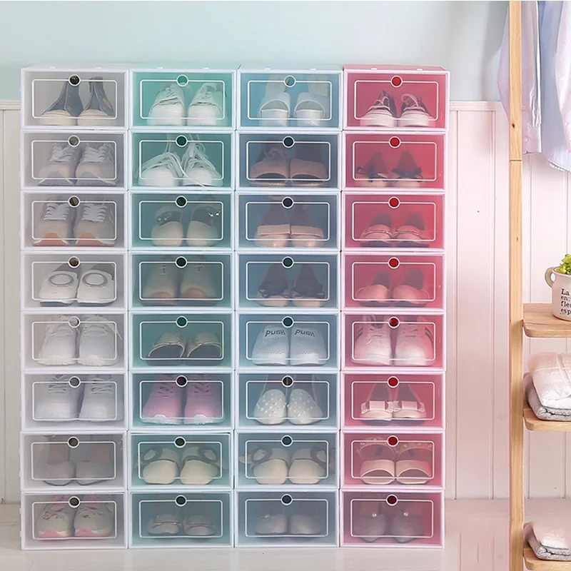 

6pc Transparent Shoe Box Storage Shoe Organizer Thickened Dustproof Shoes Organizer boxes Combination Shoe Cabinets