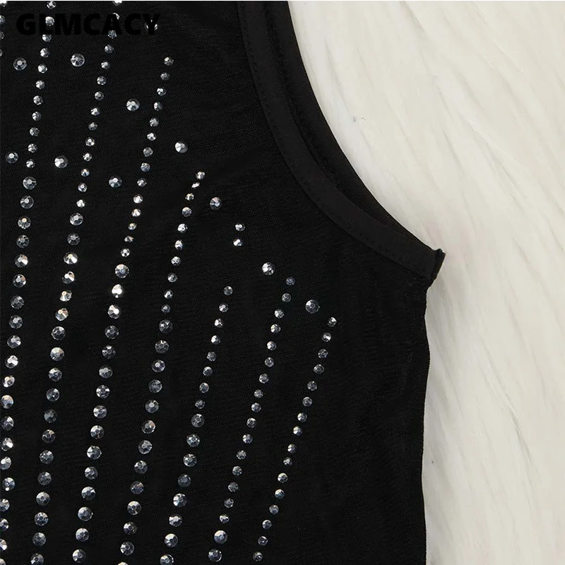 Kaufen Frauen Sexy Bandage Kleid Ärmellose Schwarze Diamant Perle Club Kleid Vestido Luxus Berühmtheit Abend Party Kleid