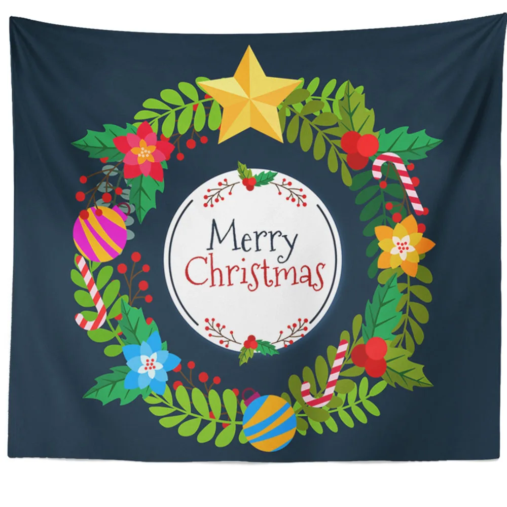 Merry Christmas гобелен дерево лось Санта Клаус колокольчик гобелен вечерние декоративная настенная вешалка украшение для дома занавеска аксессуары - Цвет: Кристалл
