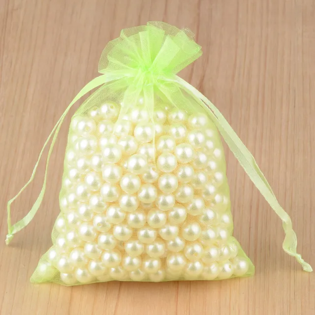 100pcs 24 Colors Jewelry Packaging Bag 5*7 7*9 9*12 10*15cm Organza Bags Gift Storage Wedding Drawstring Pouches Wholesales 11 light green