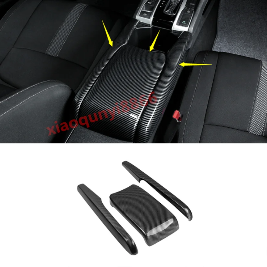Для Honda Civic- из углеродного волокна внутренняя подлокотник коробка декоративная панель