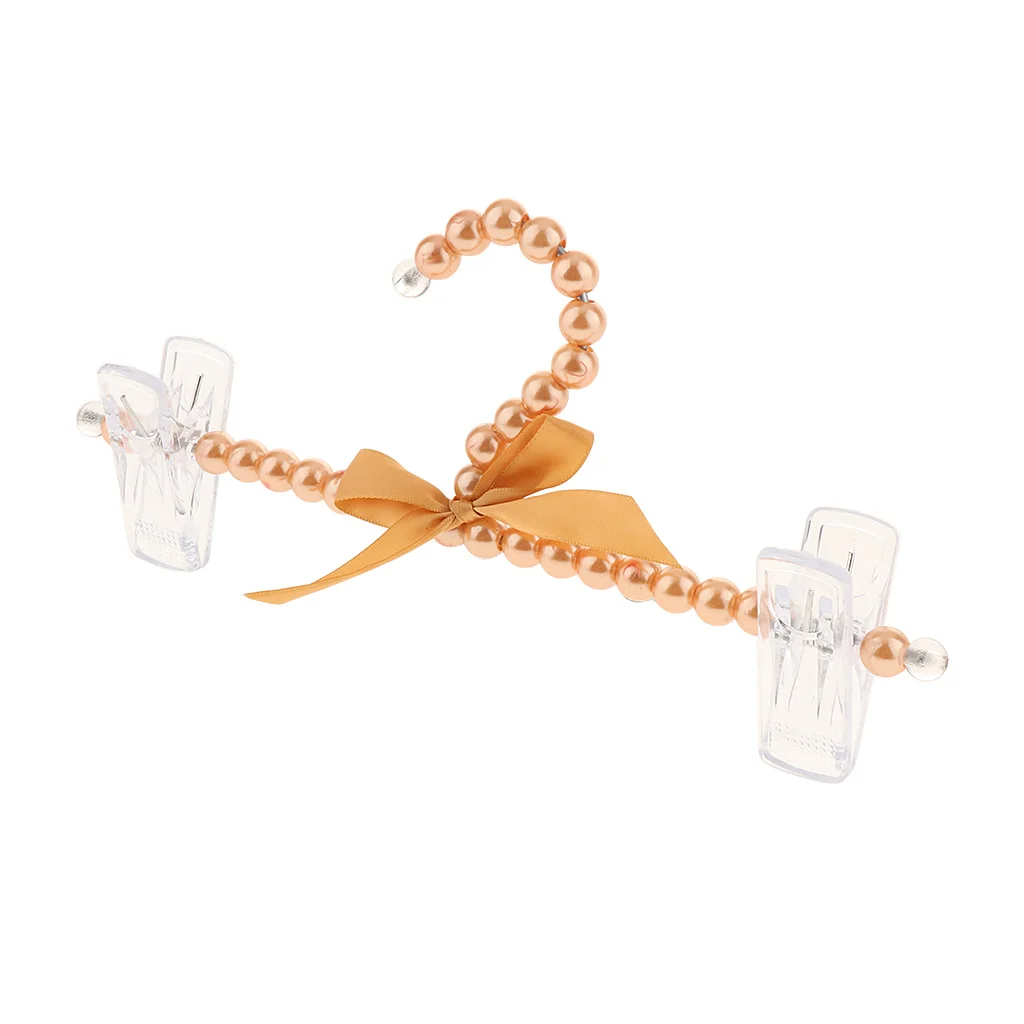 Imitation Pearl Beaded Clothes Hanger with Bow-knot Elegant Pant Rack for Girls Newborn Closthes Doggie Dress, 9.45inch