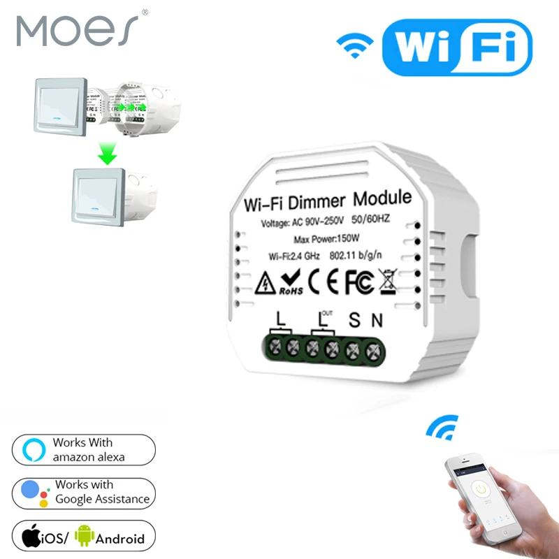 

DIY Smart WiFi Light LED Dimmer Switch Smart Life/Tuya APP Remote Control 1/2 Way Switch,Works with Alexa Echo Google Home