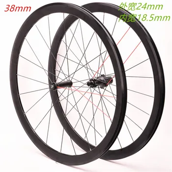 

full black Alloy Road bike Wheelset 700C sealed bearing racing wheel 38mm 20/24H Rims road bike wheel set 8 9 10 11 speed