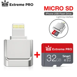 Lecteur de carte mémoire micro sd/TF, lecteur de carte, prise et lecture Lightning vers l'adaptateur, pas besoin de pilote pour Iphone IOS13 