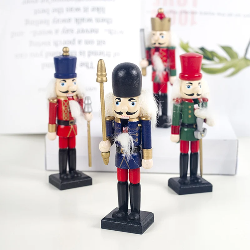 

4pcs Christmas Wooden Soldier Doll Christmas Doll Gift for Children Soldier Figure Decorations JA55