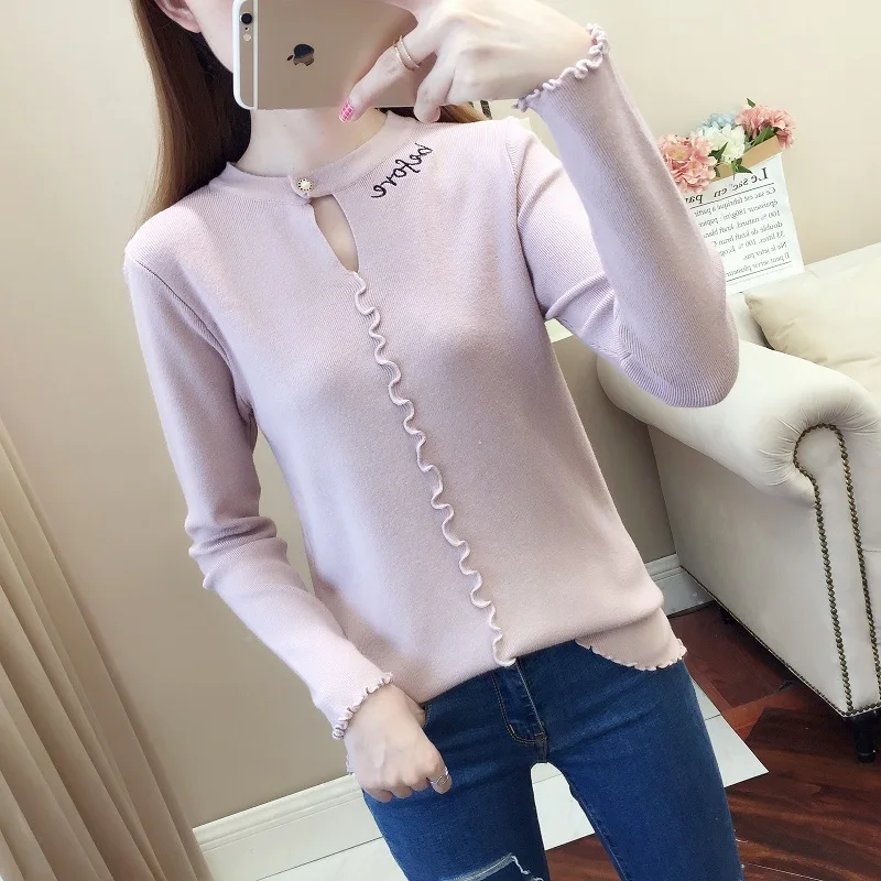 

Spring Autumn Basic Knit Sweater Women Black White Tops Shirt Woman Sweaters Pullovers Long Sleeve knitwear Sweater Women 2019