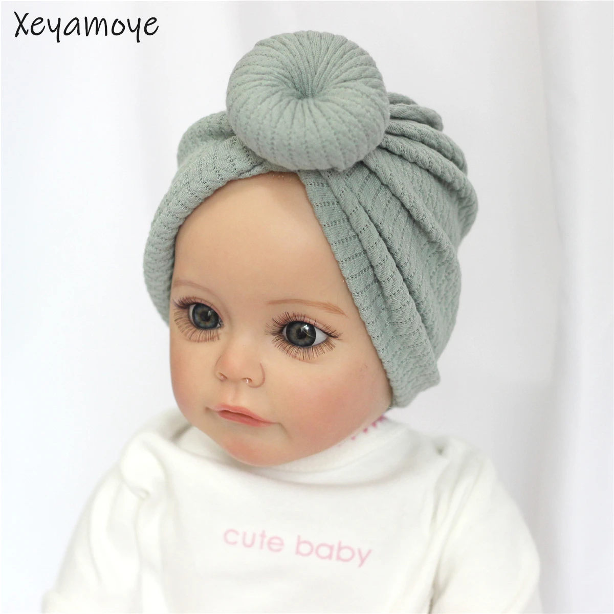 Cotton Soft Donut Beanie Infant Girls Boys Big Bowknot Turban Baby Sanils Headwrap Children Warm Outdoor Bonnet Caps Winter Hat