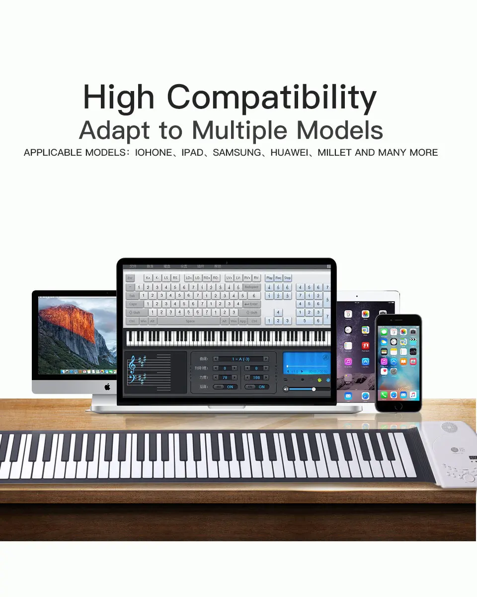 49 61 88 Key Soft Portable Midi Digital Controller Synthesizer Hand roll up Piano Electronic Piano Keyboard Musical Instruments - Image 5