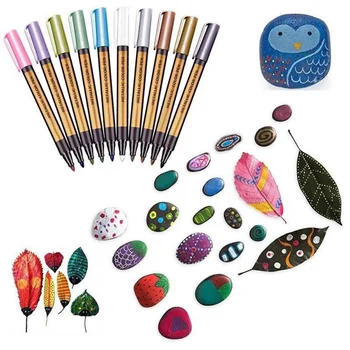 

Liquid-Ink Mug Metallic Color Pen Medium Point Paint Markers For Ceramic Glass Mug Painting Card Photo Album Making Set