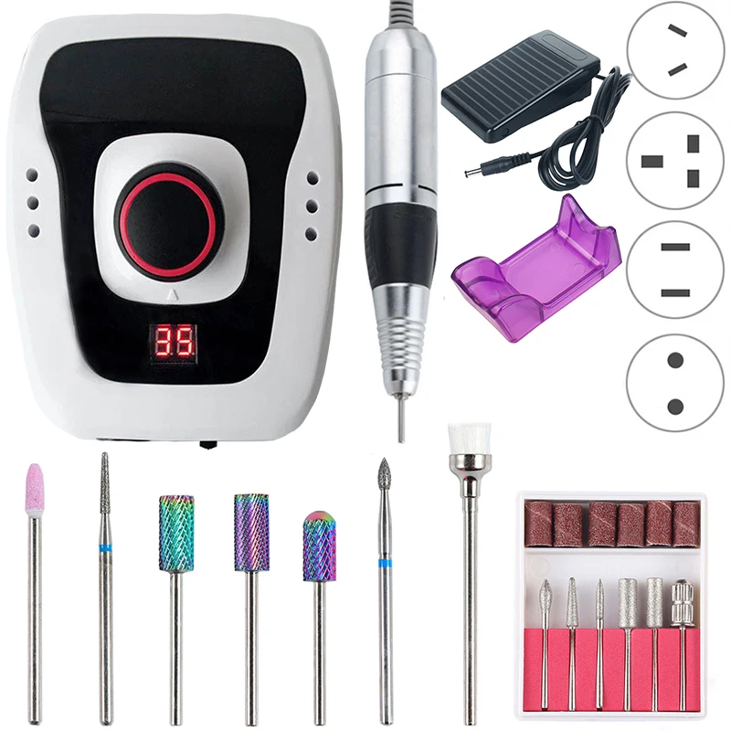 

30W 35000RPM Electric Nail Drill Machine Set Manicure Pedicure Gel Remover Strong Nail Drill Equipment Tools Polishing File Kit