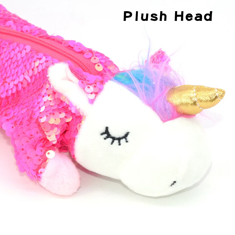 Чехол для карандашей с блестками и единорогом Estuche Unicornio Escolar Crayon Licorne Pennen Etui Детский плюшевый чехол-карандаш для школы корейский Блестящий