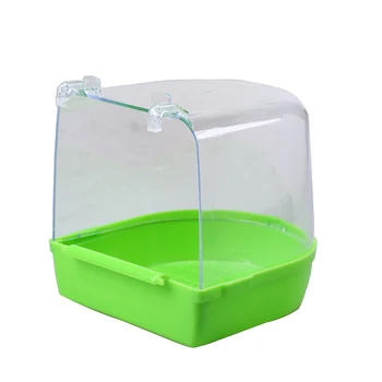 

Pet Bird Shower Bathtub Parakeet Bath Tub with Hook Plastic Birdcage Hanging Feeding Box Parrot Breeding Case Pigeon Supplies