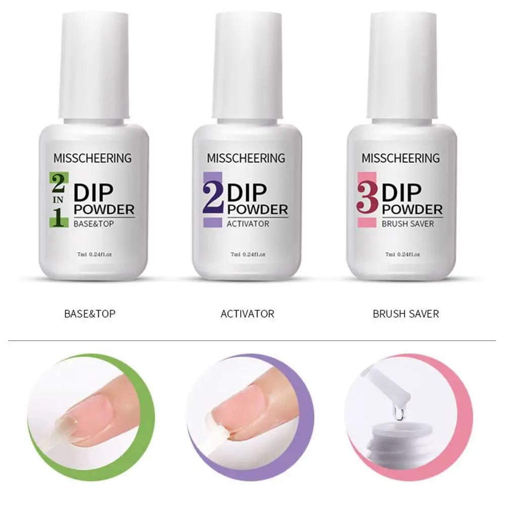 Dipping Powder System Liquid Kit Set with Base Activator Top Nail Art Manicure Gel Polish No UV Lamp Needed | Красота и здоровье