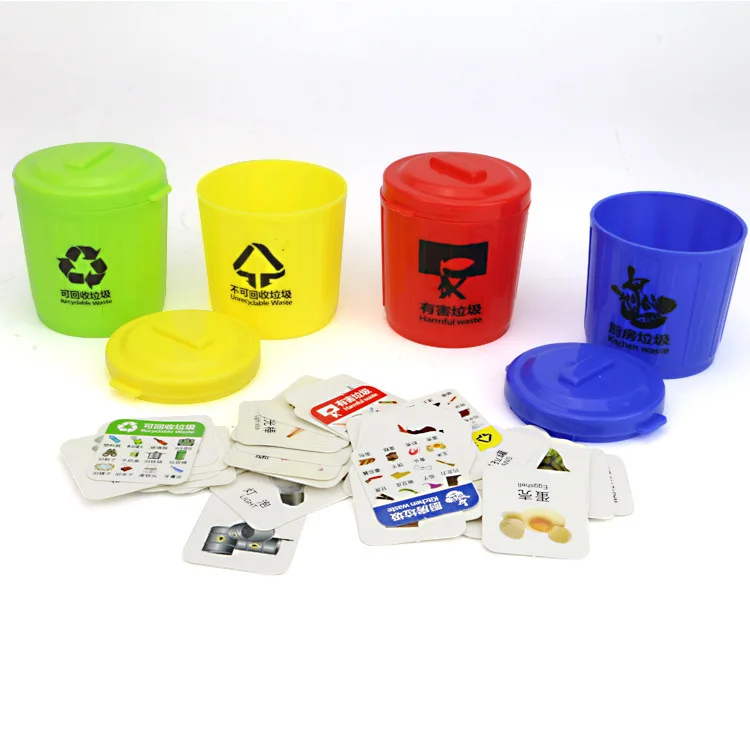 

Hot Sales Mental Masterpiece zhan shanghai Garbage Compartmental Garbage Can Toy Children'S Educational Early Childhood Improve
