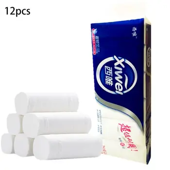 

12Rolls Toilet Paper,Bathroom Household 4 Layers Bath Toilet Paper Smooth Soft X7YB