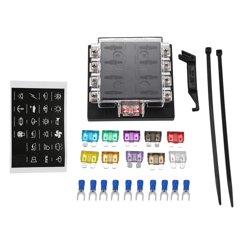 

Universal 8 Way Circuit Automotive Blade Fuse Box Block Holder Car Boat Marine