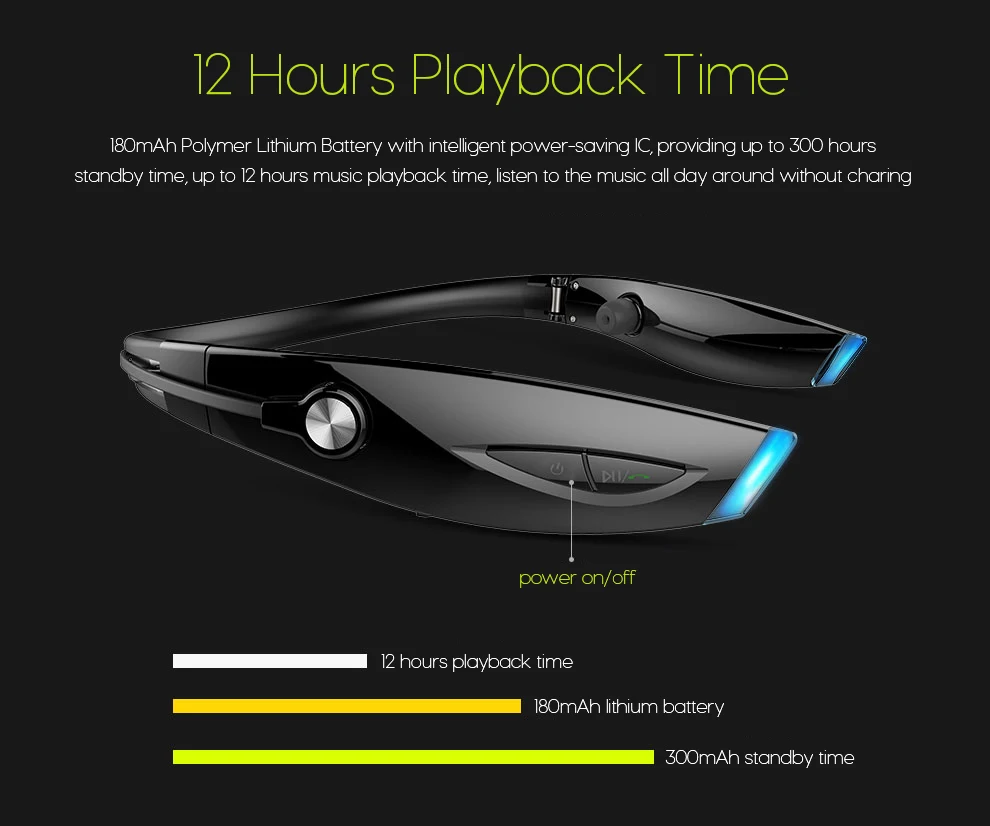 ZEALOT H1 Спортивные Bluetooth наушники, стерео Беспроводная гарнитура для бега, гарнитура с микрофоном, висячая шея, защищенная от пота, складная