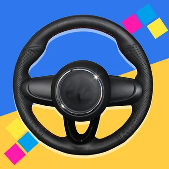 

Auto Braid On The Steering Wheel Cover for Mini Coupe 2016 DIY Hand Stitched Car Wheel Covers Car-styling Interior Accessories