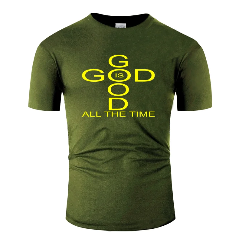 Дышащая желтая Мужская футболка с принтом «god is good all the time», летняя мужская футболка для отдыха с круглым воротником в стиле хип-хоп