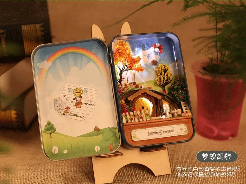 DIY Домик коробка театр Новая Зеландия ранчо ручной сборки дом модель dream town джунгли время Кукольный дом - Цвет: Кофе