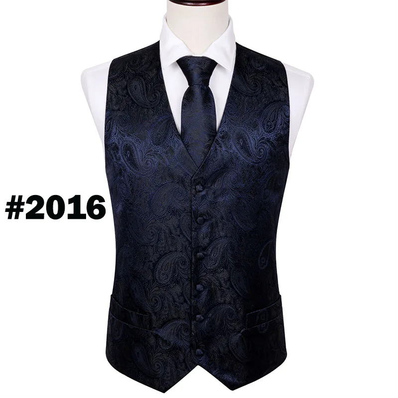 BM-2016 4PC Mens Extra Silk Vest Party Wedding Gold Paisley Solid Floral Waistcoat Vest Pocket Square Tie Suit Set Barry.Wang BM - Цвет: BM-2016