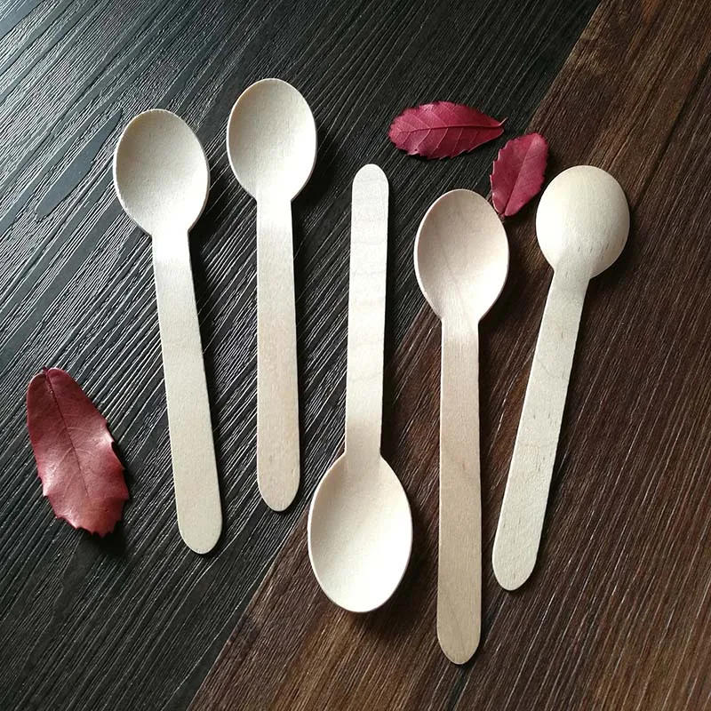 18326#6 дюймов 16 см одноразовая деревянная ложка spork Вилка чайная ложка кофейные ложки Мороженое столовые приборы экологичный торт
