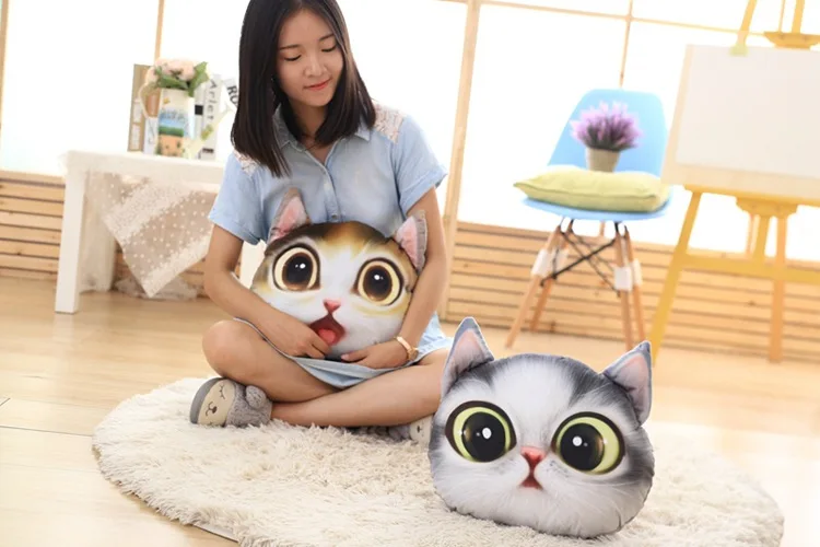 Model Cat 3D Expression Cat Pillow Cushion Wedding Gift Children Birthday Gift Plush Toys Washable