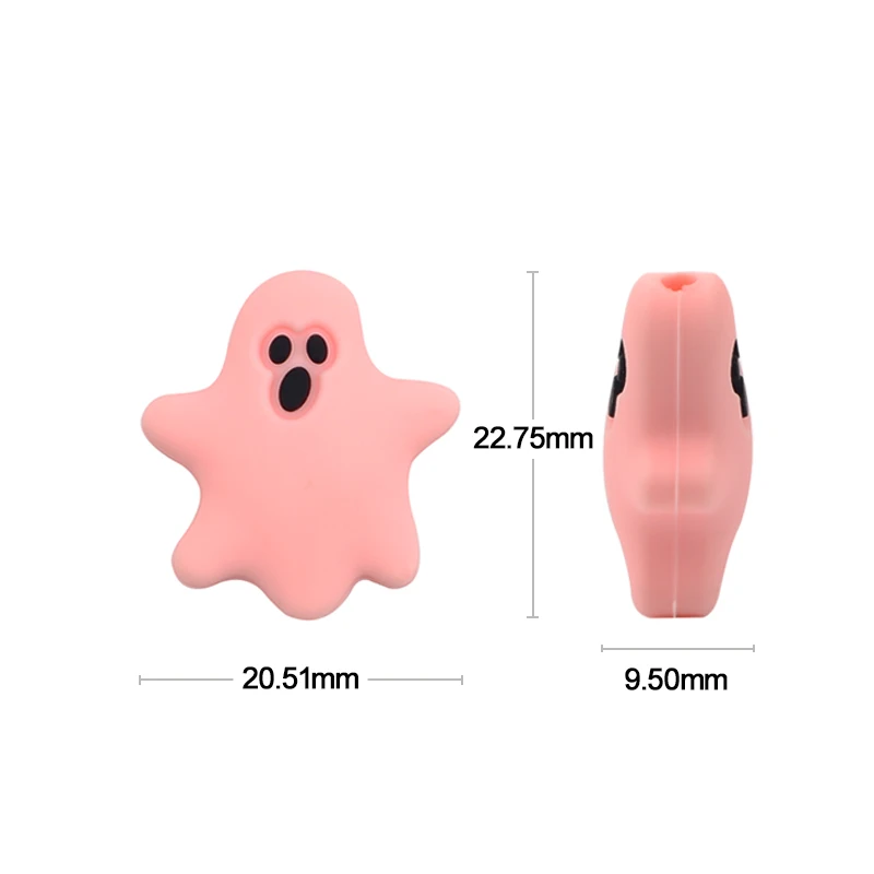 LOFCA 5pcs Baby Teether Food Grade Silicone Snowflake Beads BPA Free Mini Ghost Baby Teething Toy Halloween Pacifier Chain Gifts