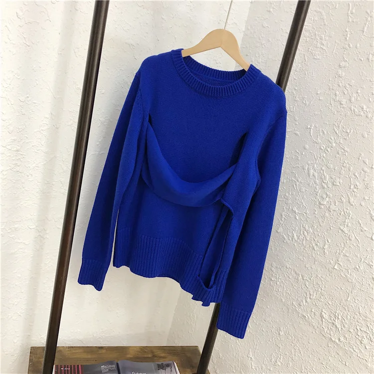 blue SuperAen, круглый вырез, пуловеры, свитера для женщин, осень и зима, новинка, женские свитера, одноцветные, модные топы для женщин - Цвет: blue