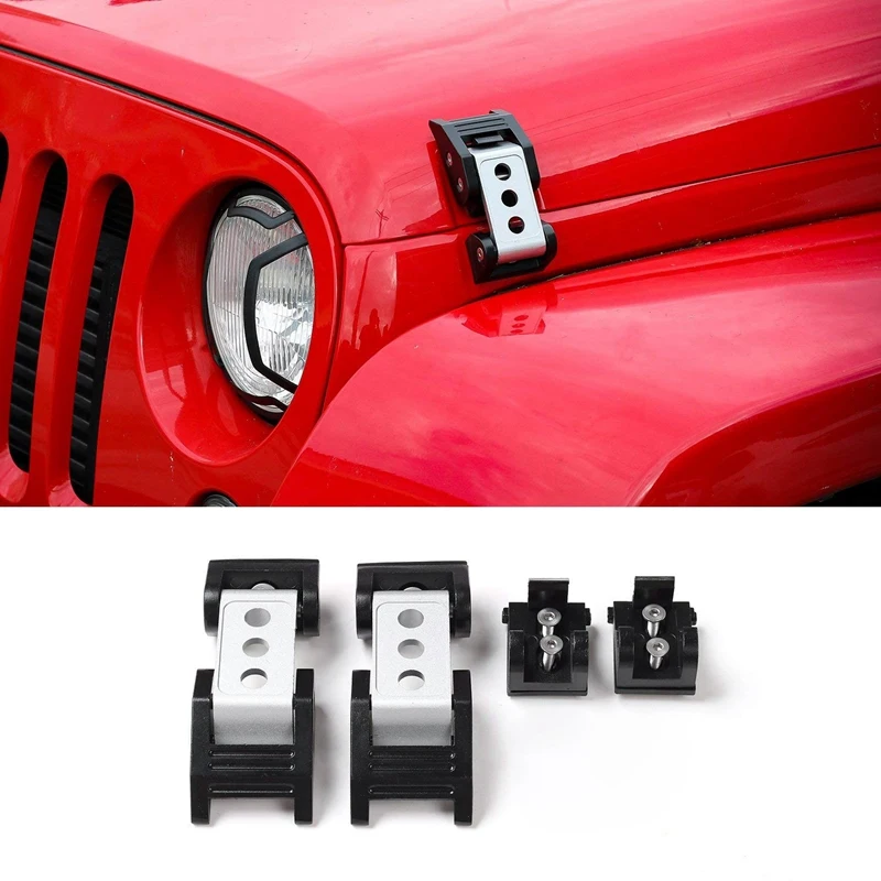 Защелка капота из нержавеющей стали Замок капота Catch Kit для 2007- J-e-p Wrangler Jk/Jku-2 шт(серебро