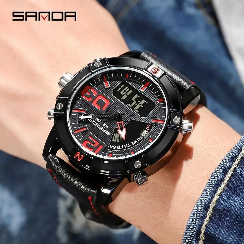 Часы SANDA мужские с хронографом известные роскошные Брендовые спортивные