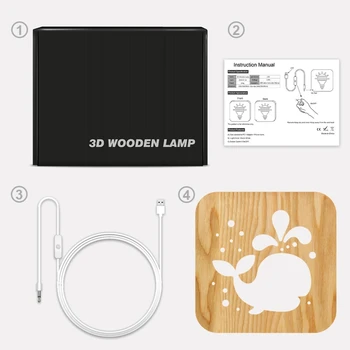 

3D Wooden Animal Whale USB Night Light LED Table Lamp Novelty Kids Bedroom Decor R9JC