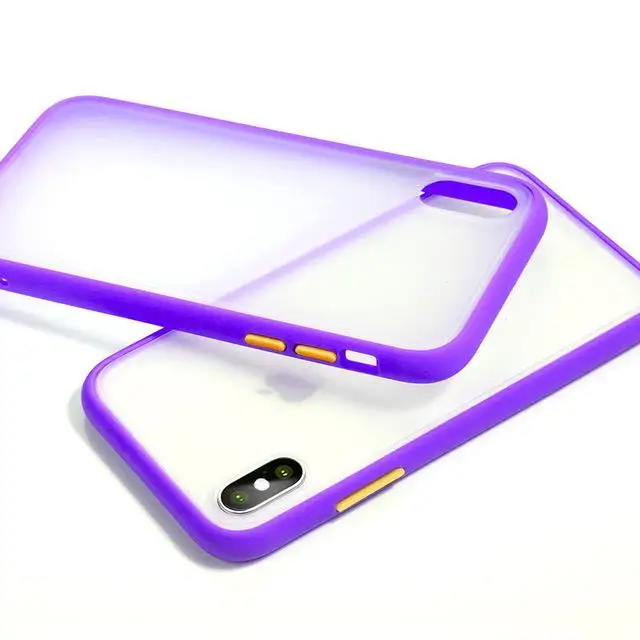 Красочное прозрачное матовое стекло с эффектом антиотпечатки чехол для iPhone 11 Pro Max X XS XR XS Max 8 7 6 6S Plus защитная задняя крышка - Цвет: Deep purple