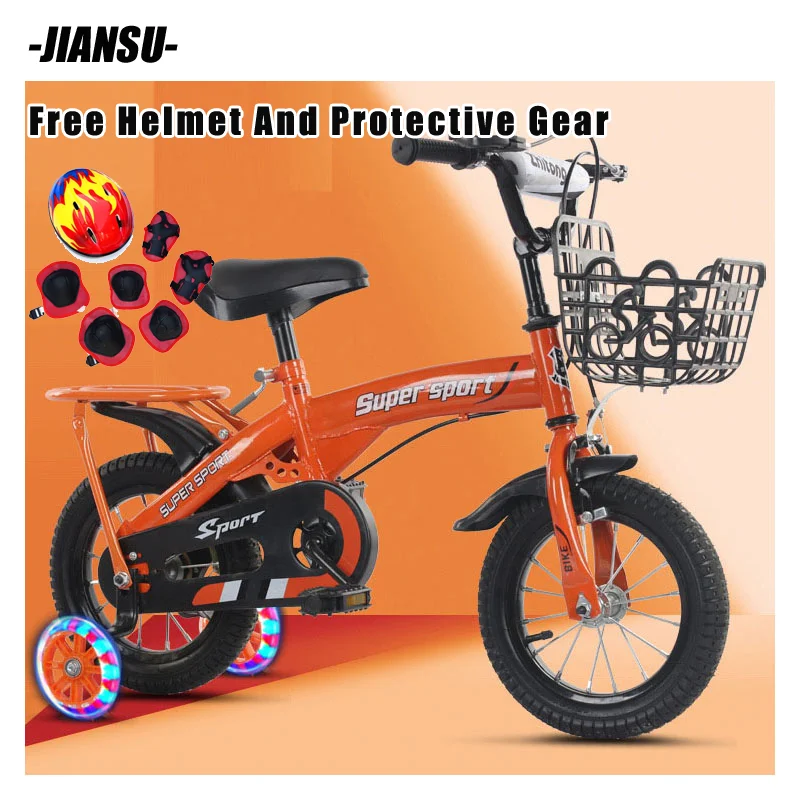 

Free Helmet And Protective Gear 3-6 Years Old 14/16/18 Inch Children's Bicycle With Auxiliary Flashing Wheel Anti-Slip