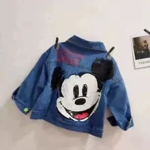 Disney/верхняя одежда с Микки Маусом на весну и осень; детская джинсовая куртка; Новинка года; Джинсовая куртка для мальчиков и девочек; пальто с героями мультфильмов - Цвет: Синий